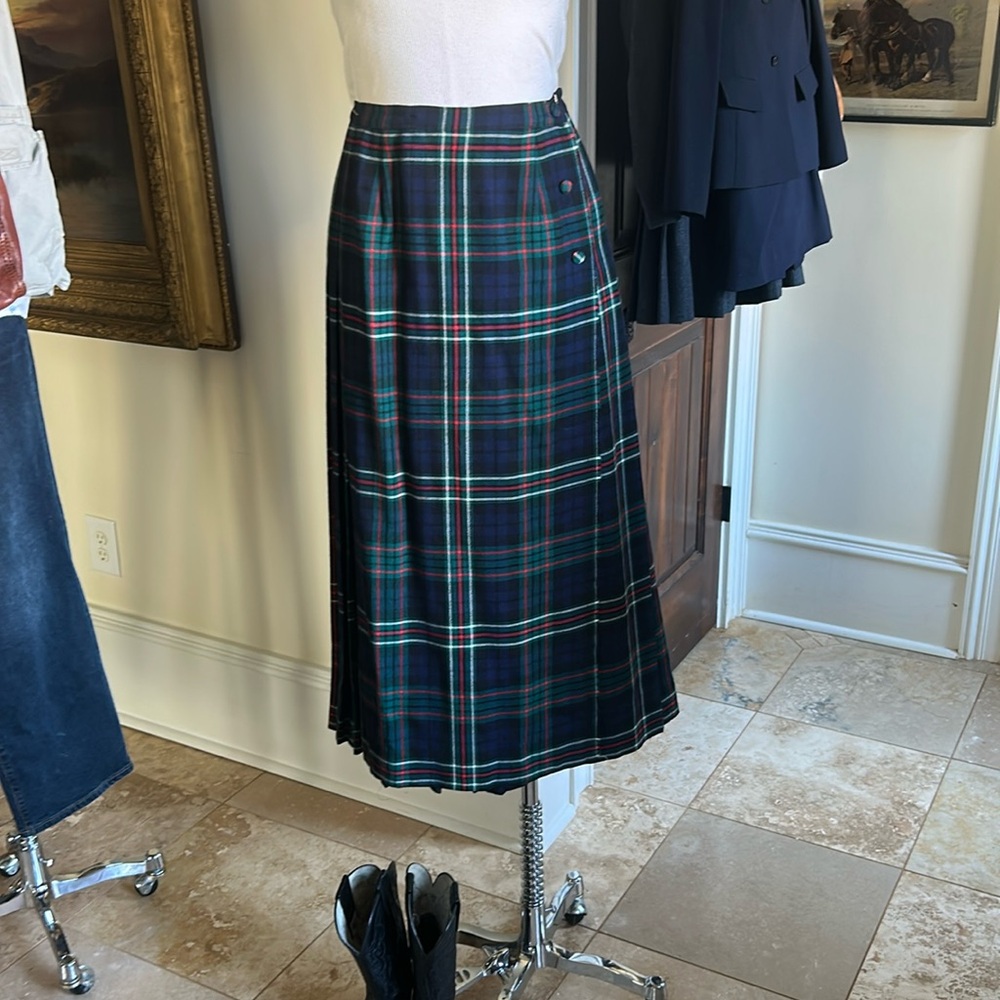 AL Jean Sz 6 Vintage Full A-Line Tartan Skirt 100% Wool EVC